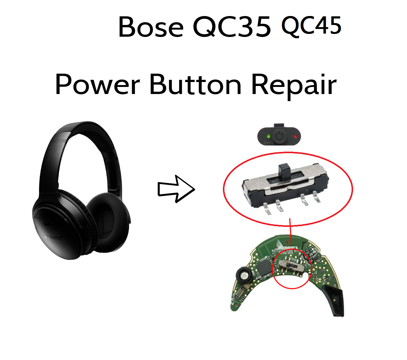 Zapasowy przycisk zasilania i  – Bose Headphone Qc45 recenzja i cena